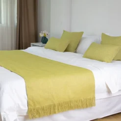 Bed Runner Bed Scarf, Linen Textured Decorative Bed Scarf for Home Hotel Bedspreads Scarves Protection Modern Solid Bed Runner for Foot of Bed Home Bedroom Bedding Decoration