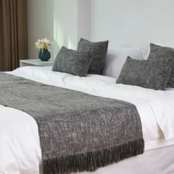 Bed Runner Bed Scarf, Linen Textured Decorative Bed Scarf for Home Hotel Bedspreads Scarves Protection Modern Solid Bed Runner for Foot of Bed Home Bedroom Bedding Decoration