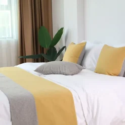 Bed Runner Bed Scarf, Two Tone Colors Decorative Bed Scarf for Home Hotel Bedspreads Scarves Protection Modern Solid Bed Runner for Foot of Bed Home Bedroom Bedding Decoration