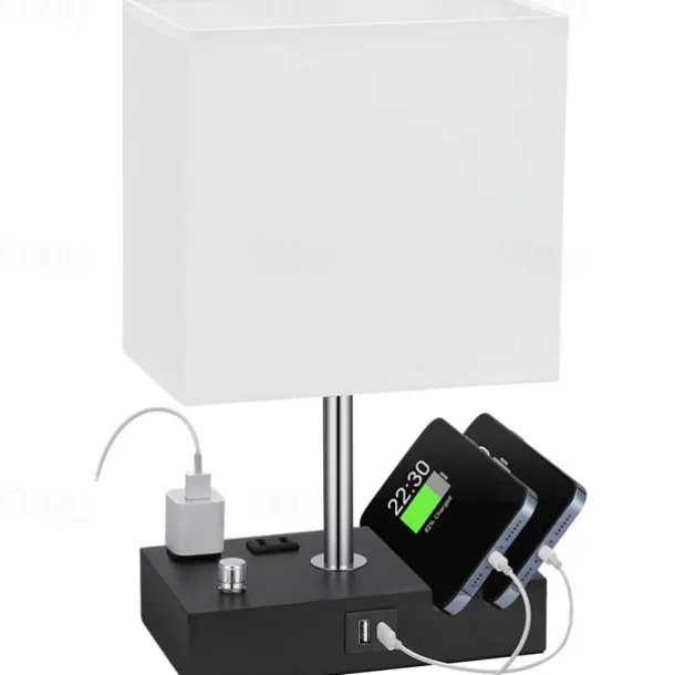 Bedroom Table Lamp American Simple Nordic Knob Dimming Mobile Phone Bracket Usbc Rechargeable Bedside Lamp