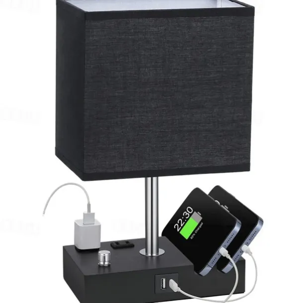 Bedroom Table Lamp American Simple Nordic Knob Dimming Mobile Phone Bracket Usbc Rechargeable Bedside Lamp