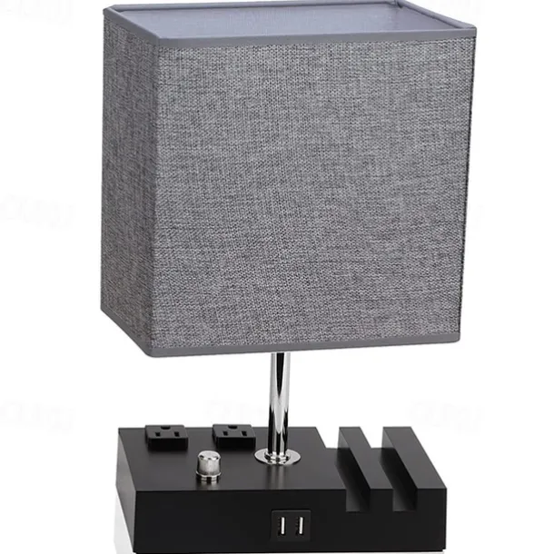 Bedroom Table Lamp American Simple Nordic Knob Dimming Mobile Phone Bracket Usbc Rechargeable Bedside Lamp