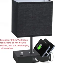 Bedroom Table Lamp American Simple Nordic Knob Dimming Mobile Phone Bracket Usbc Rechargeable Bedside Lamp