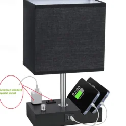 Bedroom Table Lamp American Simple Nordic Knob Dimming Mobile Phone Bracket Usbc Rechargeable Bedside Lamp