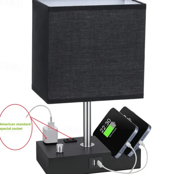 Bedroom Table Lamp American Simple Nordic Knob Dimming Mobile Phone Bracket Usbc Rechargeable Bedside Lamp