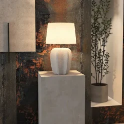 Bedside Lamp Table Lamp, Modern Retro Ceramic Tall Table Lamp 1 PCS with Beige Fabric Drum Shade Nightstand Lamp for Bedside Bedroom Living Room Kids Room College Home 85-265V