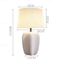 Bedside Lamp Table Lamp, Modern Retro Ceramic Tall Table Lamp 1 PCS with Beige Fabric Drum Shade Nightstand Lamp for Bedside Bedroom Living Room Kids Room College Home 85-265V