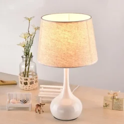 Bedside Table Lamp Desk Lamps for Bedroom, Minimalist Fabric Desk Lamp,Bedside Lamp Bedroom Warm Hotel Study Table Lamp