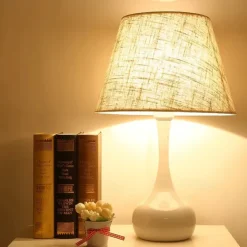 Bedside Table Lamp Desk Lamps for Bedroom, Minimalist Fabric Desk Lamp,Bedside Lamp Bedroom Warm Hotel Study Table Lamp
