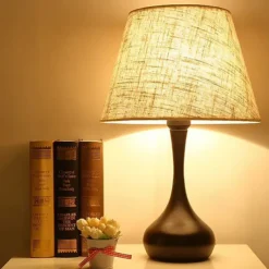 Bedside Table Lamp Desk Lamps for Bedroom, Minimalist Fabric Desk Lamp,Bedside Lamp Bedroom Warm Hotel Study Table Lamp
