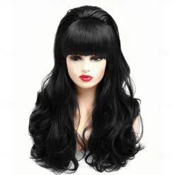 Beehive Wigs Long Wavy Blonde Wig with Bang Big Bouffant for Women fits 80s or Party Halloween Wigs