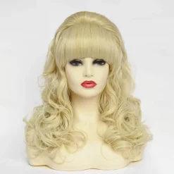 Beehive Wigs Long Wavy Blonde Wig with Bang Big Bouffant for Women fits 80s or Party Halloween Wigs