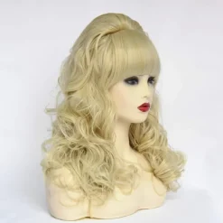 Beehive Wigs Long Wavy Blonde Wig with Bang Big Bouffant for Women fits 80s or Party Halloween Wigs