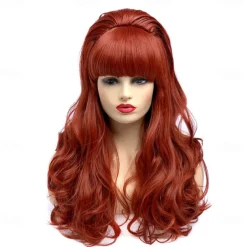 Beehive Wigs Long Wavy Blonde Wig with Bang Big Bouffant for Women fits 80s or Party Halloween Wigs