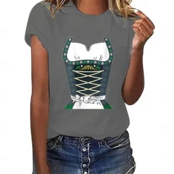 Beer Cosplay Costume T-shirt Print Classic Street Style For Women's Adults' Carnival Oktoberfest Beer Hot Stamping Party Casual Daily