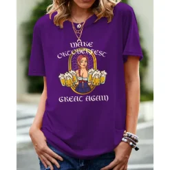 Beer Cosplay Costume T-shirt Print Classic Street Style For Women's Adults' Carnival Oktoberfest Beer Hot Stamping Party Casual Daily