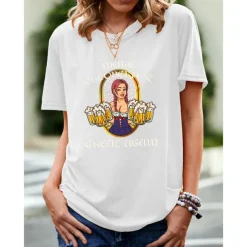 Beer Cosplay Costume T-shirt Print Classic Street Style For Women's Adults' Carnival Oktoberfest Beer Hot Stamping Party Casual Daily