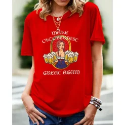 Beer Cosplay Costume T-shirt Print Classic Street Style For Women's Adults' Carnival Oktoberfest Beer Hot Stamping Party Casual Daily