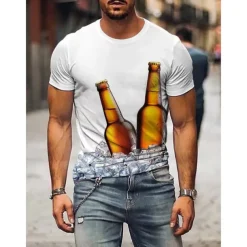 Beer Cosplay Costume T-shirt Print Classic Street Style T-shirt For Men's Women's Unisex Adults' Hot Stamping 100% Polyester