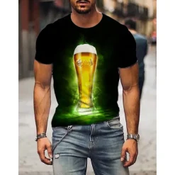 Beer Cosplay Costume T-shirt Print Classic Street Style T-shirt For Men's Women's Unisex Adults' Hot Stamping 100% Polyester