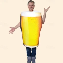 Beer Halloween Cosplay Costume Funny Costumes Carnival Costume Cosplay Funny Costume Adults' Men's Masquerade Mardi Gras Performance Halloween Masquerade Easy Halloween Costumes Dress Up