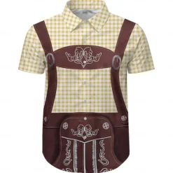 Beer Lederhosen Print Hawaii Shirts Aloha Shirt Print Graphic For Men's Adults' Carnival Oktoberfest Beer 3D Print Vacation Party