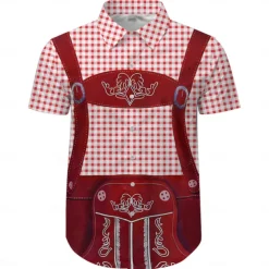 Beer Lederhosen Print Hawaii Shirts Aloha Shirt Print Graphic For Men's Adults' Carnival Oktoberfest Beer 3D Print Vacation Party