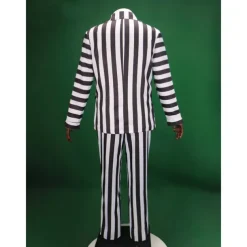 Beetlejuice Outfits Suits & Blazers Stripes Men's for Halloween Carnival Performance Party Adults' With Costume Wigs