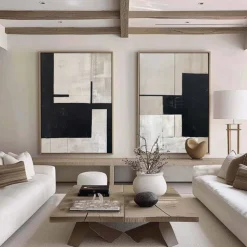 Beige and Black Minimalist oil painting handmade Wall Art Beige Texture Painting Wabi-Sabi Wall Art Beige Minimalist Painting Neutral painting for Living Room Decor