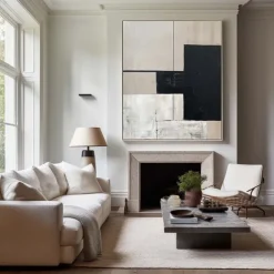 Beige and Black Minimalist oil painting handmade Wall Art Beige Texture Painting Wabi-Sabi Wall Art Beige Minimalist Painting Neutral painting for Living Room Decor