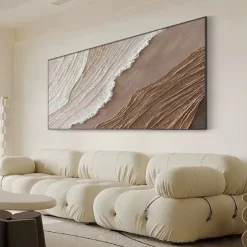Beige Brown 3D Painting handmade Brown wabi sabi artwork oil painting hand painted Textured Oil Painting Beige Oil Painting brown Abstract Canvas Art Modern Horizontal decor art