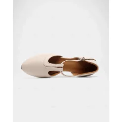Beige T-Strap Dance Shoes - Elegant Latin & Ballroom Performance Heels for Women
