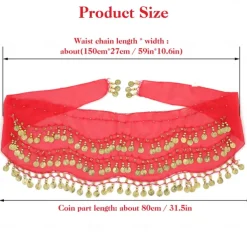 Belly Dance Adult Waist Chain Indian Dance Waist Chain Square Dance Waist Decoration Wave Chiffon Waist Chain