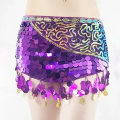 Belly Dance Belt Splicing Sequins Women's Performance Training Sleeveless High Polyester