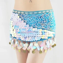 Belly Dance Belt Splicing Sequins Women's Performance Training Sleeveless High Polyester