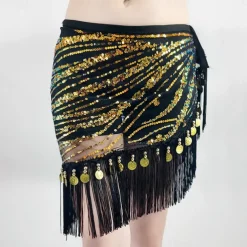 Belly Dance Belt Tassel Splicing Paillette Women's Performance Training High Polyester Tulle