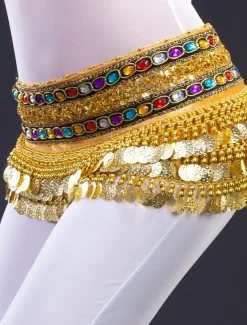Belly Dance Coin Beading Crystals / Rhinestones Women's Training Polyester