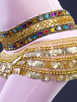 Belly Dance Coin Beading Crystals / Rhinestones Women's Training Polyester