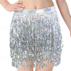 Belly Dance Costume, Skirt, Short Skirt, Carnival Sequins, Tassel, Waist Chain, Dance With Elongated Version, Oversized And Sexy