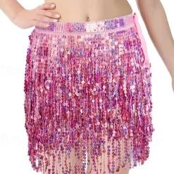 Belly Dance Costume, Skirt, Short Skirt, Carnival Sequins, Tassel, Waist Chain, Dance With Elongated Version, Oversized And Sexy