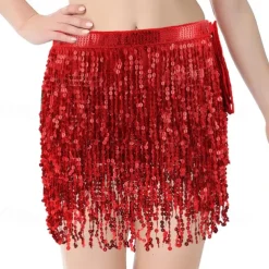 Belly Dance Costume, Skirt, Short Skirt, Carnival Sequins, Tassel, Waist Chain, Dance With Elongated Version, Oversized And Sexy