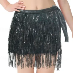 Belly Dance Costume, Skirt, Short Skirt, Carnival Sequins, Tassel, Waist Chain, Dance With Elongated Version, Oversized And Sexy