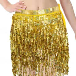 Belly Dance Costume, Skirt, Short Skirt, Carnival Sequins, Tassel, Waist Chain, Dance With Elongated Version, Oversized And Sexy