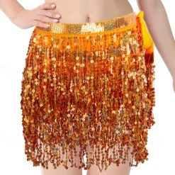 Belly Dance Costume, Skirt, Short Skirt, Carnival Sequins, Tassel, Waist Chain, Dance With Elongated Version, Oversized And Sexy