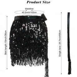 Belly Dance Costume, Skirt, Short Skirt, Carnival Sequins, Tassel, Waist Chain, Dance With Elongated Version, Oversized And Sexy
