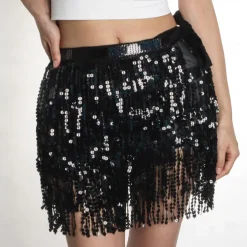 Belly Dance Costume, Skirt, Short Skirt, Carnival Sequins, Tassel, Waist Chain, Dance With Elongated Version, Oversized And Sexy