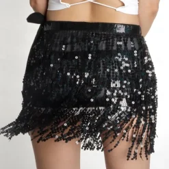 Belly Dance Costume, Skirt, Short Skirt, Carnival Sequins, Tassel, Waist Chain, Dance With Elongated Version, Oversized And Sexy