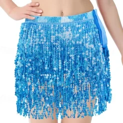 Belly Dance Costume, Skirt, Short Skirt, Carnival Sequins, Tassel, Waist Chain, Dance With Elongated Version, Oversized And Sexy