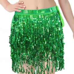 Belly Dance Costume, Skirt, Short Skirt, Carnival Sequins, Tassel, Waist Chain, Dance With Elongated Version, Oversized And Sexy