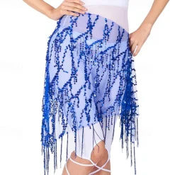 Belly Dance Dance Accessories Belt Glitter Tassel Pure Color Women's Performance Training High Polyester Sequined